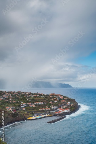 Punta Delgada, Madeira - Coastal architecture blending with nature's scenic beauty - horizon to shore.