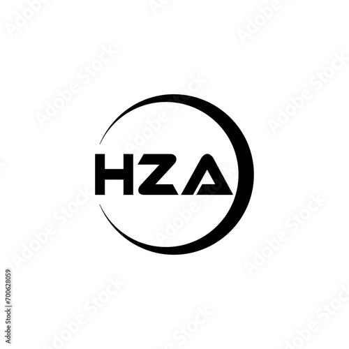 HZA letter logo design with white background in illustrator, cube logo, vector logo, modern alphabet font overlap style. calligraphy designs for logo, Poster, Invitation, etc.