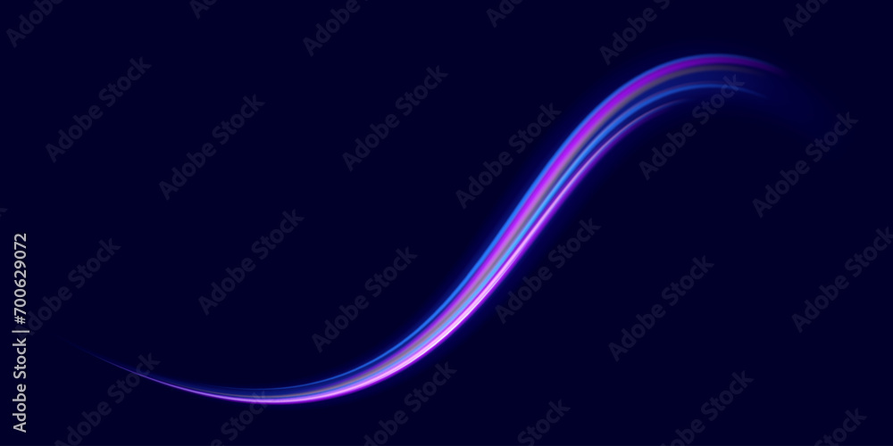 Light trail wave effect. Abstract motion lines, glowing headlights and optical fiber, PNG glow curve swirl, road car headlights and glowing white speed lines on a swirl light on the road. Light trail wave effect. Abstract motion lines, glowing headlights and optical fiber, PNG glow curve swirl, road car headlights and glowing white speed lines on a swirl light on the road.