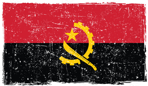 Angola country flag painted on grungy effects. 