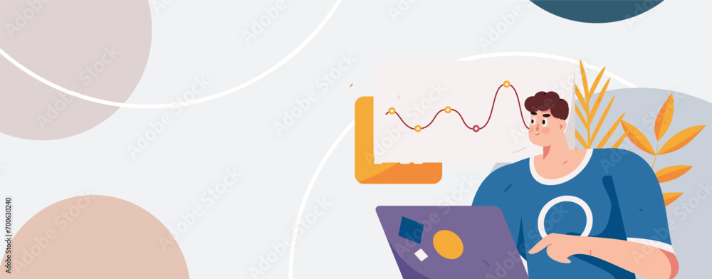 Naklejka premium Flat vector illustration of business people operating work scene 