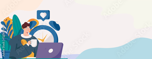 Flat vector illustration of business people operating work scene
