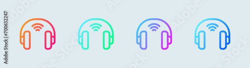 Wireless headphone line icon in gradient colors. Earphones signs vector illustration.