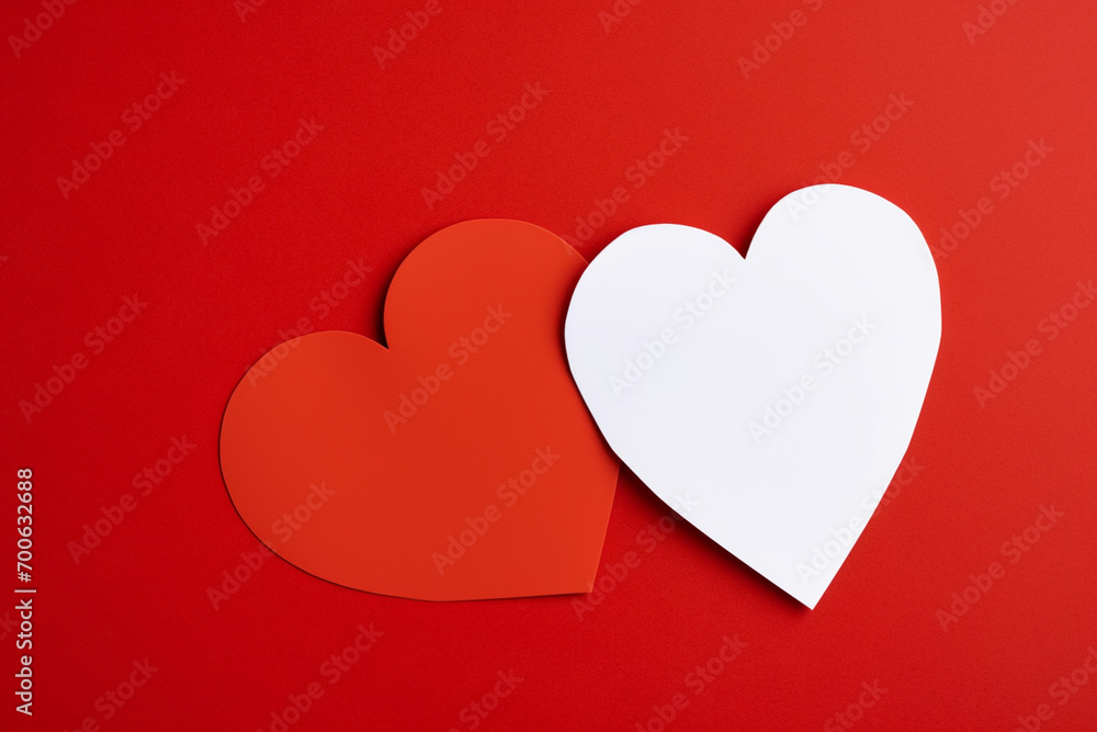 a blank sheet of paper and a heart on a red background