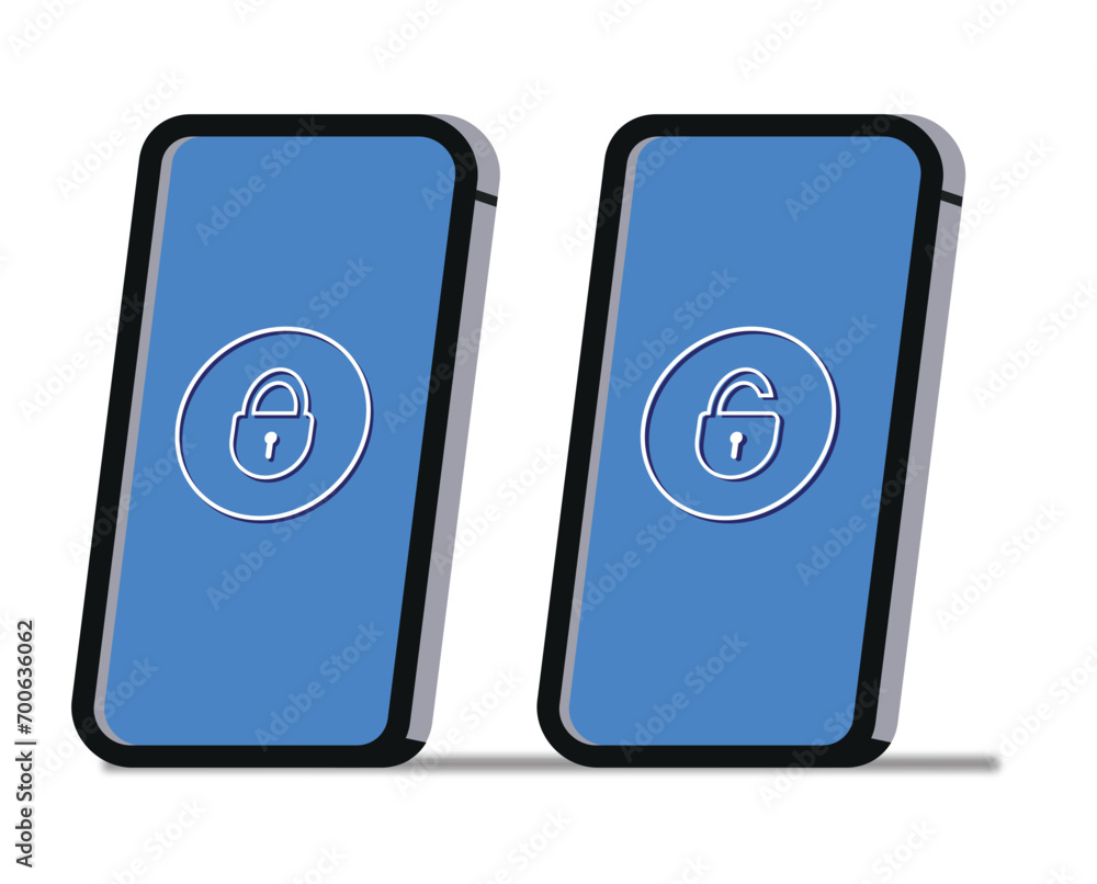 flat design illustration hand phone locking privacy cyber data account online vector flat design illustration hand phone locking privacy cyber data account online vector