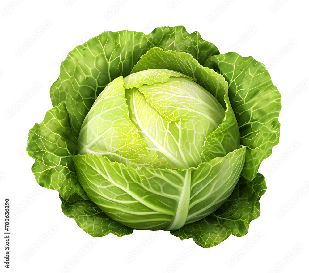 Obraz premium Cabbage photorealistic, isolated on white background, PNG file, dicut on isolated background.