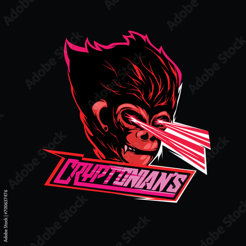 Future Monkey illustration with laser eye style, cryptonian's monkey