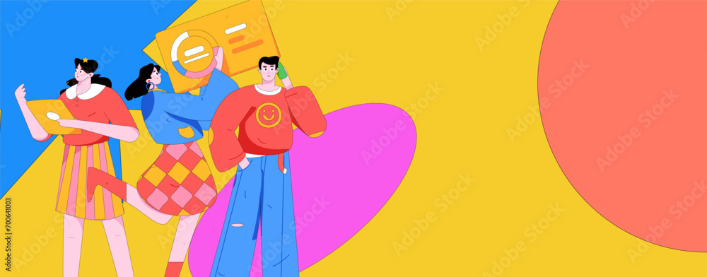 Flat vector illustration of business people operating work scene
Flat vector illustration of business people operating work scene