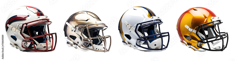 football helmet isolated on a transparent PNG background, white background, Generative Ai football helmet isolated on a transparent PNG background, white background, Generative Ai