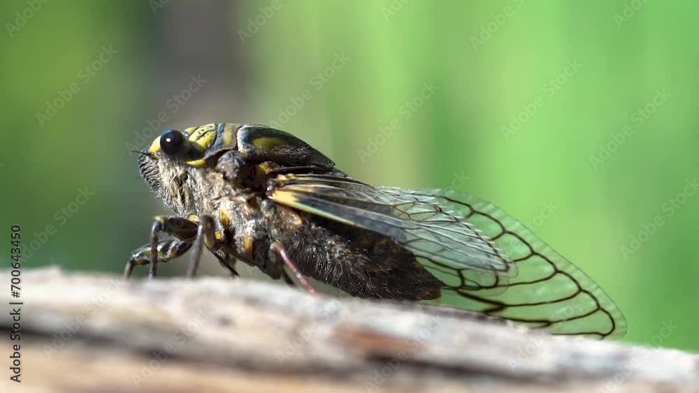 closeup footage of an insect of the cicadidae species commonly known