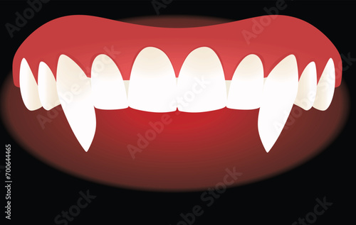 White vampire teeth isolated. vector illustration