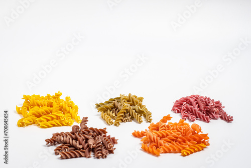 Raw pasta and ingredients for cooking
