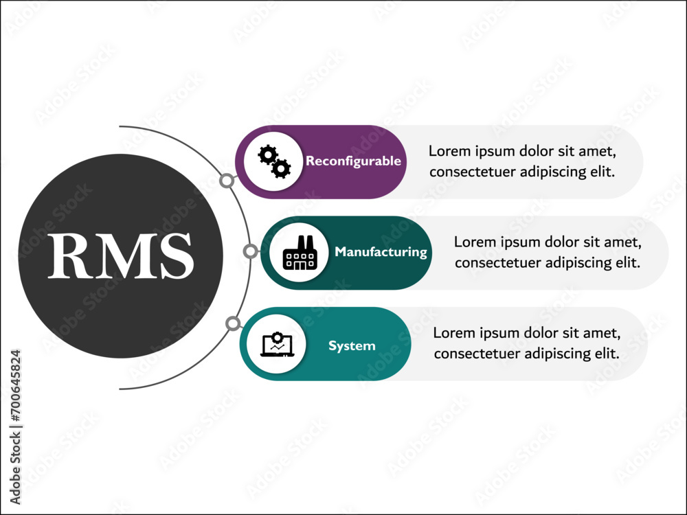 RMS - Reconfigurable Manufacturing System acronym. Infographic template ...
