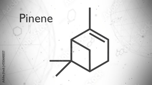 Structural chemical formula of alpha-pinene, an organic compound of the terpene class photo