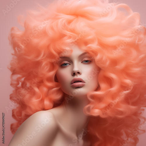 Beautiful woman with peach colored hair