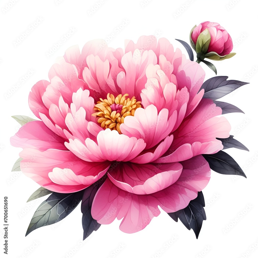 Obraz premium beautiful pink peony flower watercolor paint for card decor