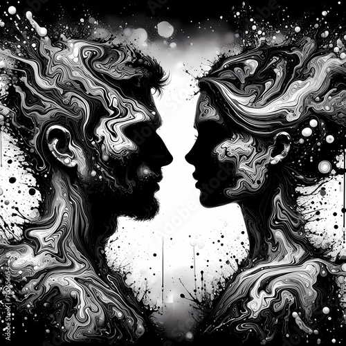 black and white color splash image of a couple