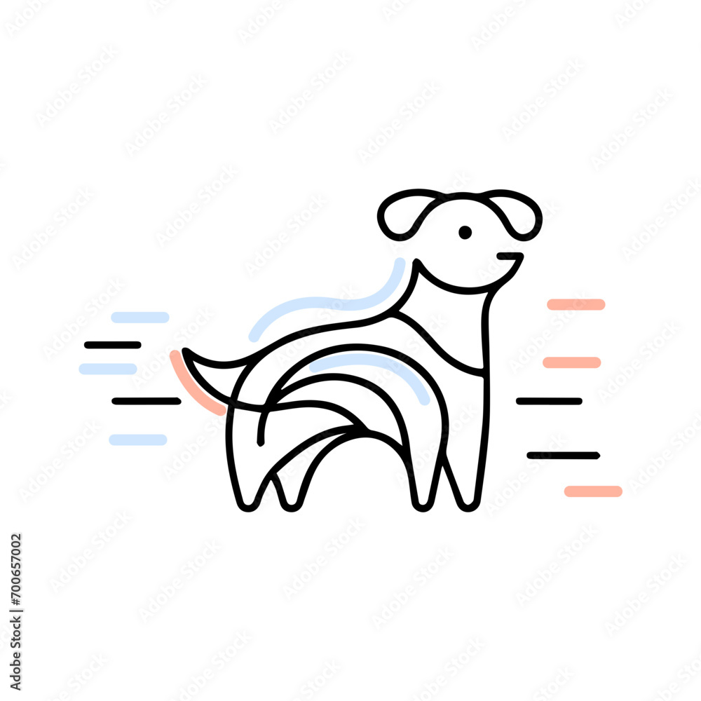 Obraz premium Minimal 12 Chinese Year Zodiac line cartoon character clipart for decoration of dog