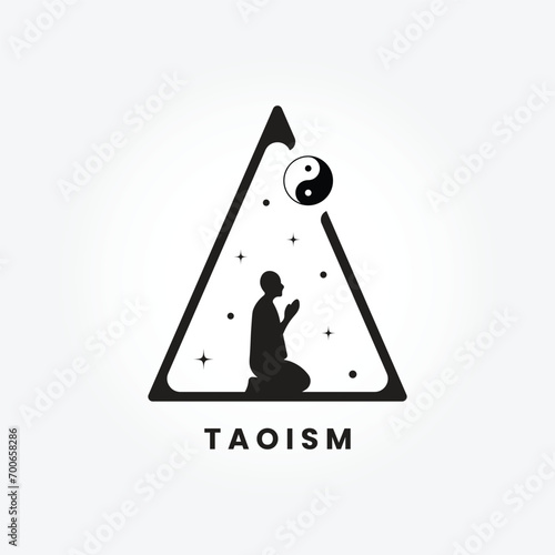 Taoism icon. Thin linear taoism outline icon isolated on white background from religion collection
