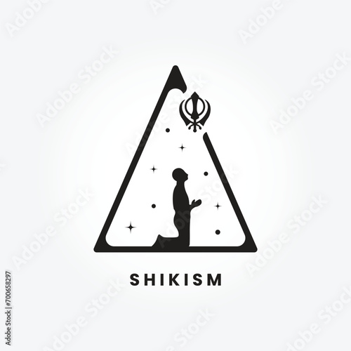 Sikh religious symbol. Isolated Flat Vector Illustration