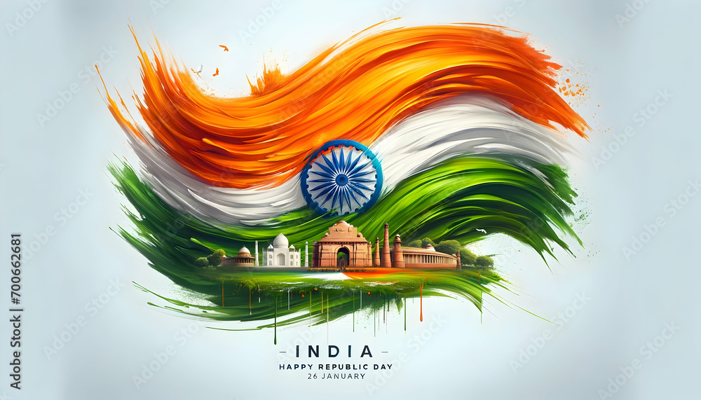 Amazing illustration of india republic day. - obrazy, fototapety, plakaty 