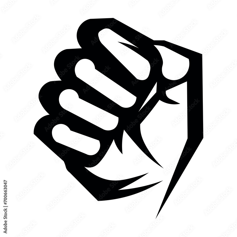 Fist black vector icon on white background Fist black vector icon on white background