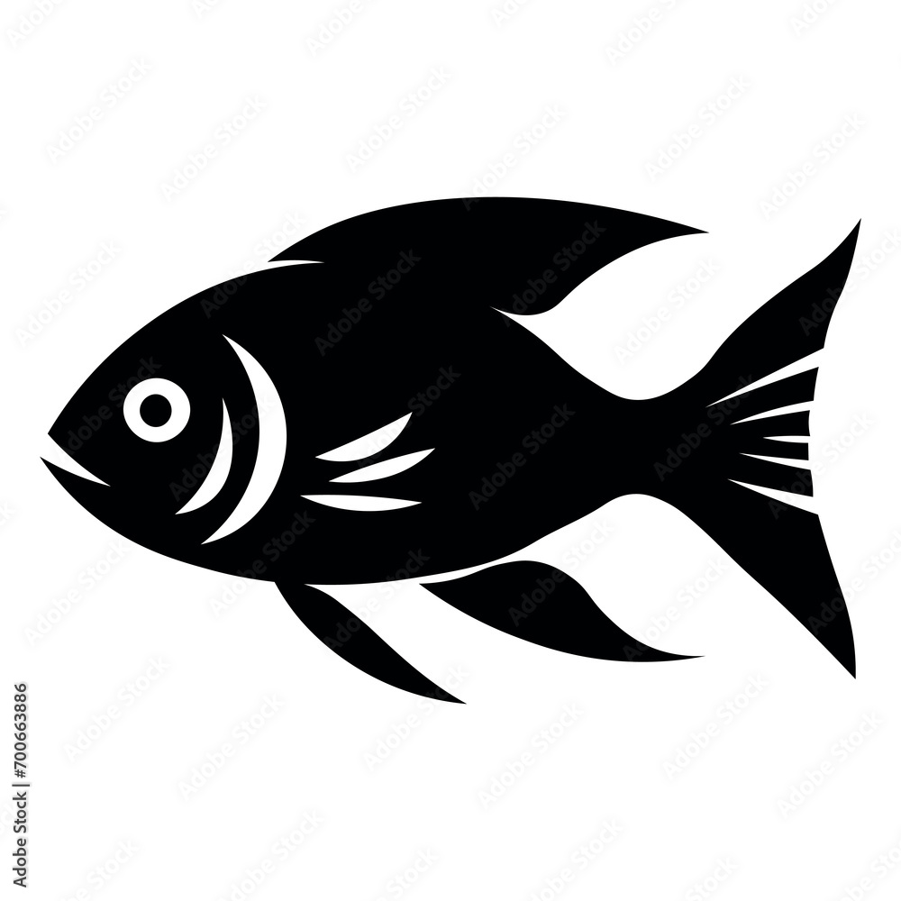 Fish black vector icon on white background Fish black vector icon on white background