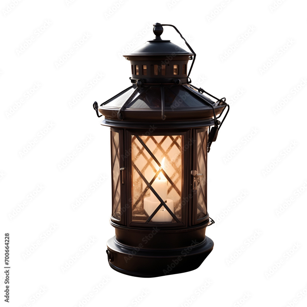 Magical Christmas lantern glowing in a snowy winter night,ai generated
