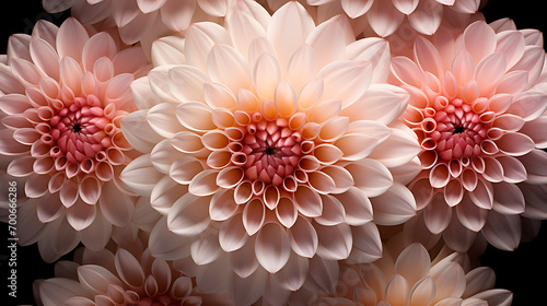 The visual harmony of symmetrical chrysanthemum flowers. Generative Ai © mahaart