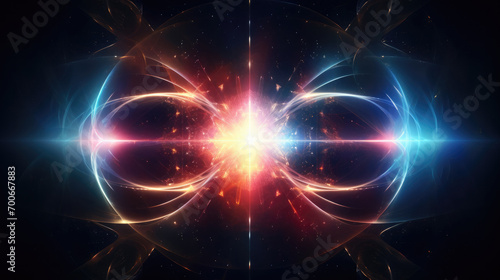 Energy vibrations, in the form of light coloured waves in space, space energy enlightenment, glow on a dark background