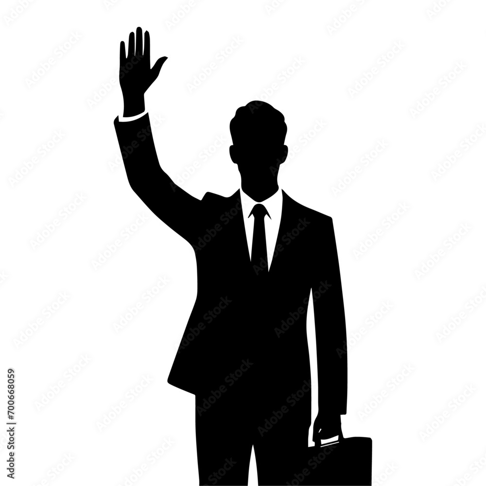 Business man Raised hand vector silhouette Business man Raised hand vector silhouette