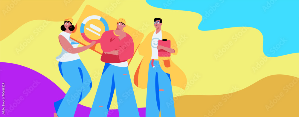 Flat vector illustration of business people operating work scene
Flat vector illustration of business people operating work scene