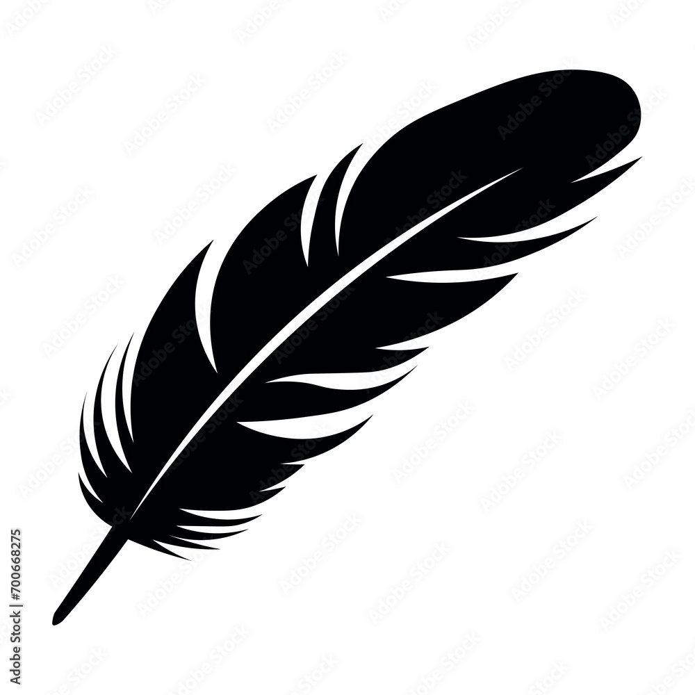 Feather black vector icon on white background Feather black vector icon on white background