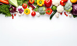 Top view of vegetables on a white background