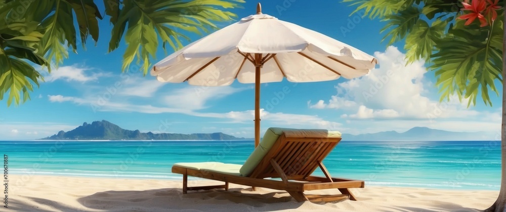beach chair On a beautiful sandy beach on holiday