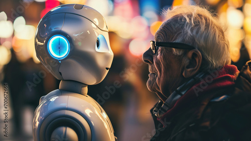 Old Man and friendly Robot 