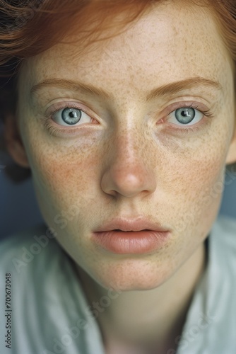 Hyper realistic close-up portrait of a woman with skin texture