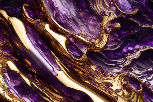 Molten gold and amethyst purple creating a luxurious, liquid realm.