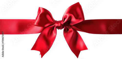 red ribbon with bow isolated on white background