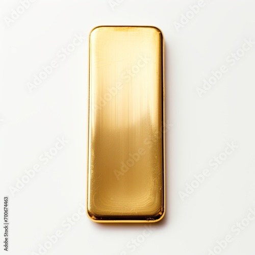 Gold bar top view on a white background. 3d illustration.