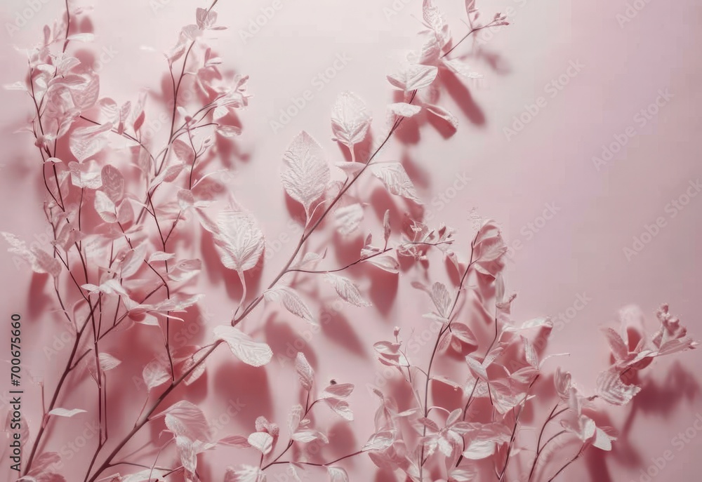 pink floral leaves on a pink surface