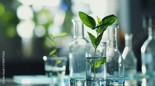 plant growing in labware on glass