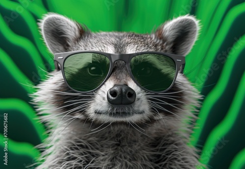 racoon wearing sunglasses up hiphop style mockup © olegganko