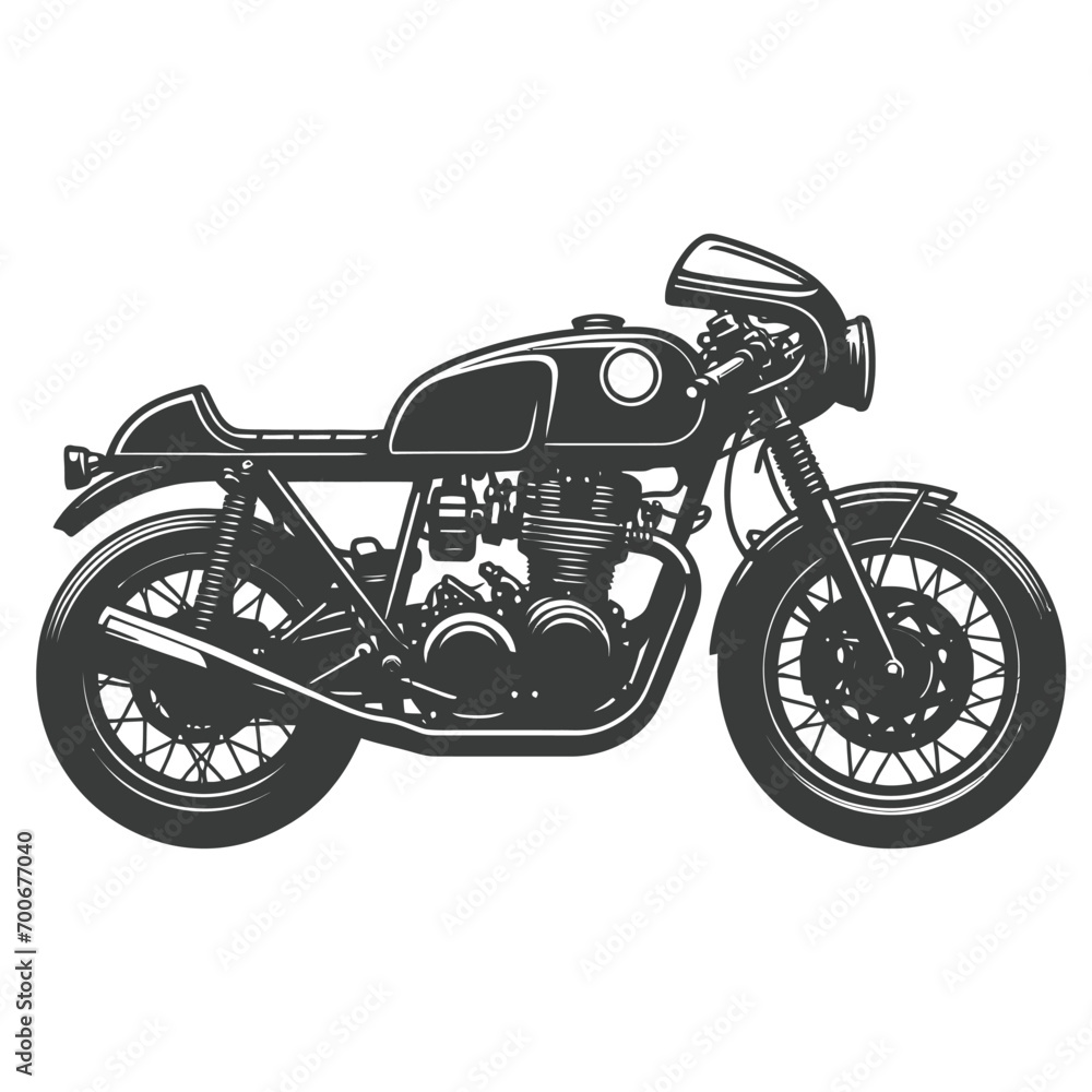 Street cafe racer motorcycle custom side view isolated on white