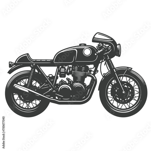 Street cafe racer motorcycle custom side view isolated on white