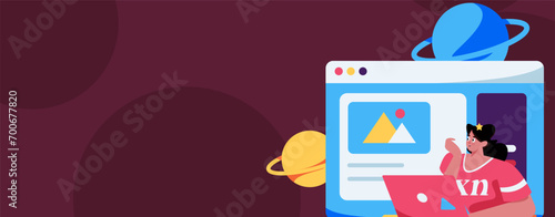 Flat vector illustration of business people operating work scene
