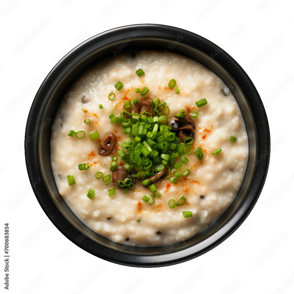 Congee , top view, transparent background, isolated image, generative AI