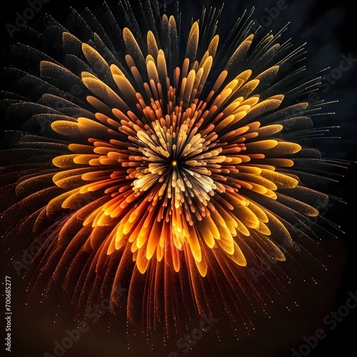 Colorful fireworks, explosions in the night sky. New Year's fun and festivities.