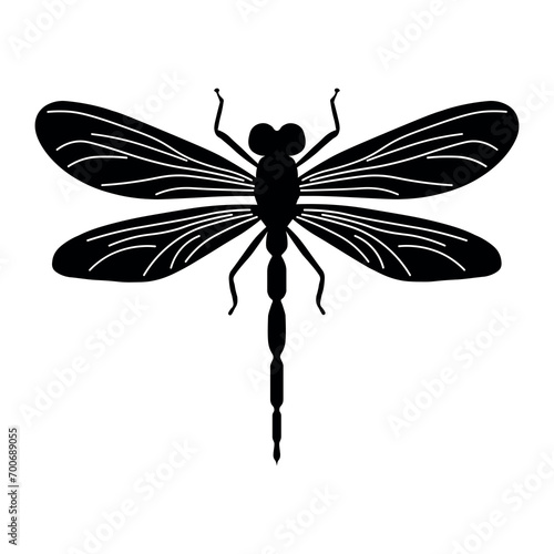 Dragonfly black vector icon on white background