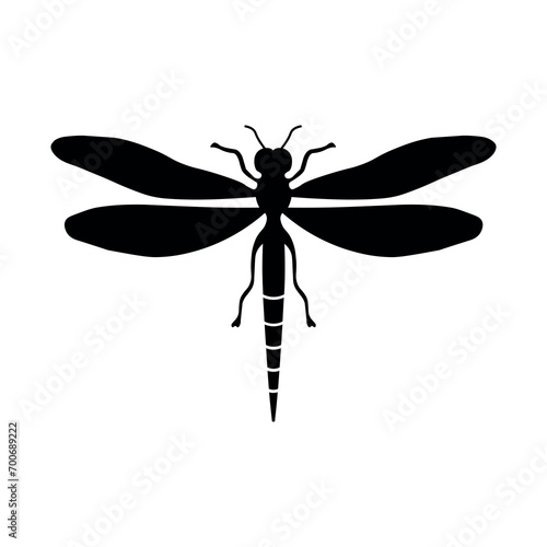 Dragonfly black vector icon on white background